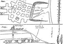 L’entrée de la carrière souterraine se faisait par une bouche de cavage. Comme il fallait soutenir les terrains sous lesquels on excavait, on laissait en place le dernier banc dur de la formation géologique de manière à former un plafond solide : le ciel de carrière. Les galeries d’extraction se recoupaient perpendiculairement, laissant à leur intersection des masses de pierre non exploitées, appelées piliers tournés. En bout de galerie se trouvait le front de taille.