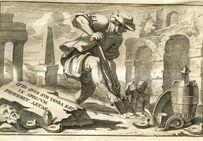« Tout ce qui est sous cette terre reviendra au jour. » Tel un démiurge muni d’une pelle, l’antiquaire dégage les ruines et exhume les « trésors » du passé. Page de garde du Novus Commentarius Locupletussimus de C. Valérius Catallus, J.A. Vulpius, Padoue, 1737.