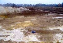 Structure 180  Photographie illustrant le plan polylobé et le profil irrégulier attesté dans le sondage Les Groues, Larchant (Seine-et-Marne), 2007
