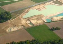 Vue aérienne de l’emprise  Le Fond des vallées / Le Bois d’Echalas, Ville-Saint-Jacques (Seine-et-Marne), 2007 -2008